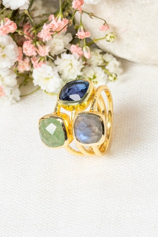 Bague Elsa  
Labradorite, aventurine et iolite