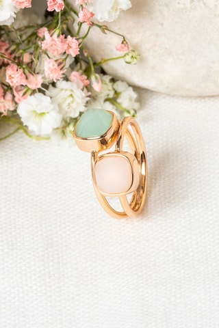Bague Anaëlle Quartz rose et amazonite