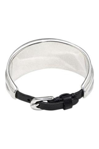 Jonc Crossed - Plaqué argent et cuir