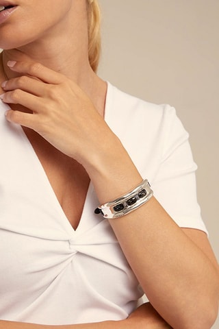 Bracelet - Plaqué argent et cuir