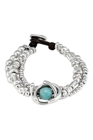 Bracelet triple tours - Plaqué argent et amazonite