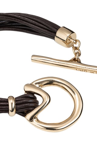 Bracelet multi tours - Cuir et plaqué or jaune