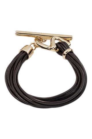 Bracelet multi tours - Cuir et plaqué or jaune