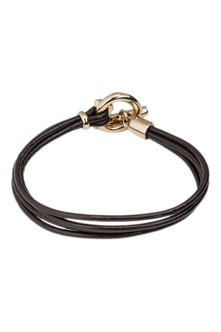 Bracelet multi tours - Cuir et plaqué or jaune