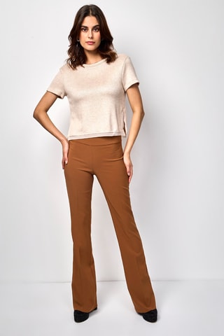 Pantalon taille haute - Marron