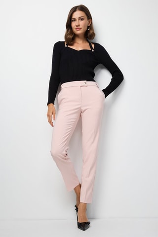 Pantalon skinny taille haute - Rose
