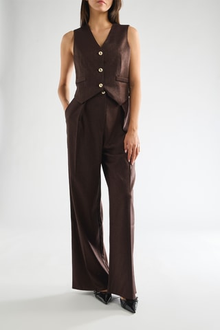 Pantalon taille haute - Marron