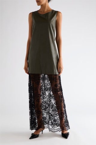 Robe longue bi-matière - Kaki