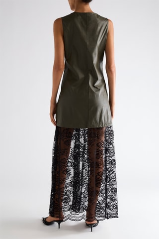 Robe longue bi-matière - Kaki