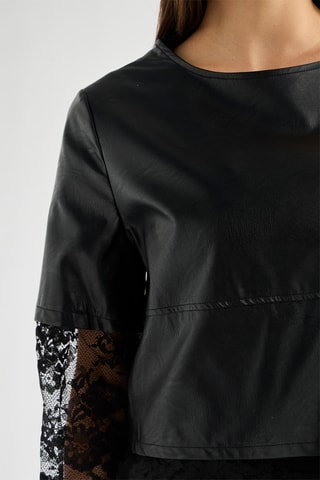 Blouse bi-matière - Noir