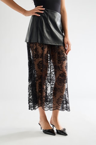Jupe longue bi-matière - Noir