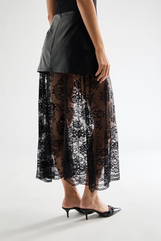 Jupe longue bi-matière - Noir
