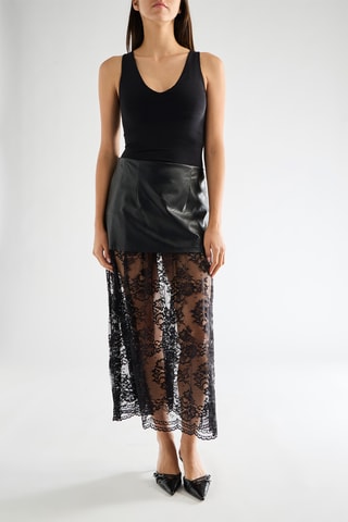 Jupe longue bi-matière - Noir