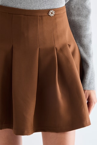 Jupe patineuse taille haute - Marron