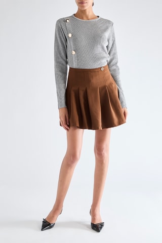 Jupe patineuse taille haute - Marron