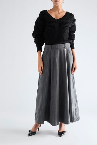 Jupe longue taille haute - Gris