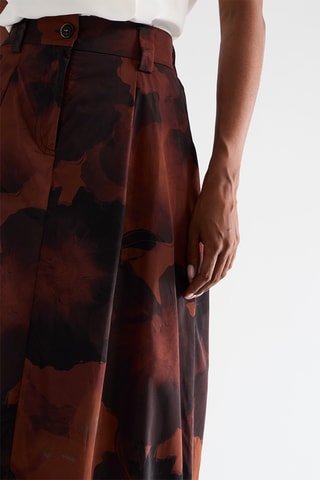 Jupe midi taille haute - Marron