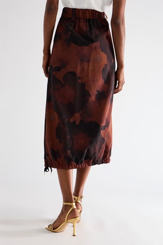 Jupe midi taille haute - Marron