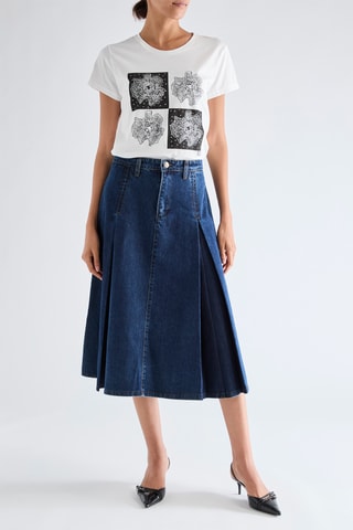 Jupe midi en jean - Bleu foncé