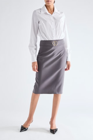 Jupe droite taille haute - Gris