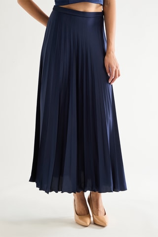 Jupe plissée taille haute - Bleu marine
