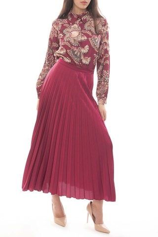 Jupe plissée taille haute - Bordeaux