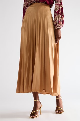 Jupe plissée taille haute - Beige