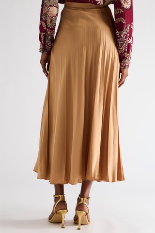 Jupe plissée taille haute - Beige