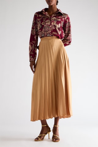 Jupe plissée taille haute - Beige