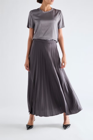 Jupe plissée taille haute - Gris