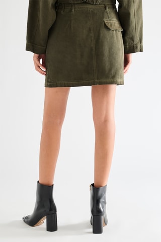 Jupe droite en jean - Kaki