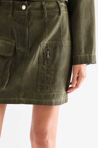 Jupe droite en jean - Kaki