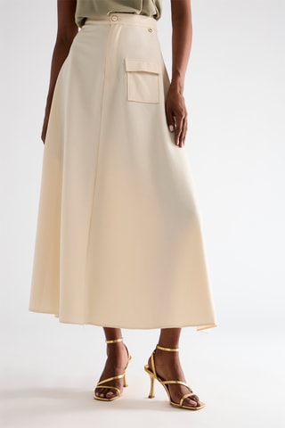Jupe midi taille haute - Ivoire