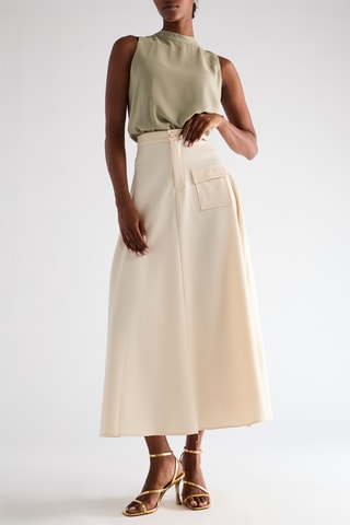 Jupe midi taille haute - Ivoire