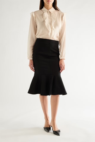 Jupe volantée taille haute - Noir