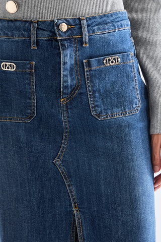 Jupe midi en jean - Bleu