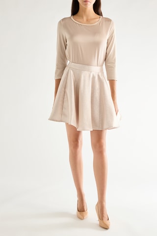 Jupe patineuse en soie taille haute - Beige