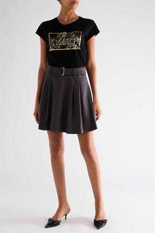 Jupe patineuse taille haute - Gris foncé