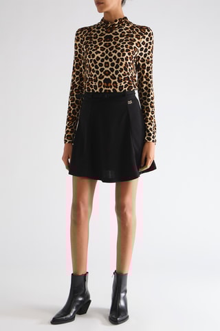 Jupe patineuse taille haute - Noir