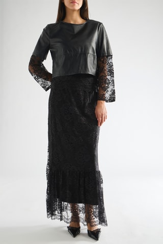 Jupe longue en dentelle - Noir
