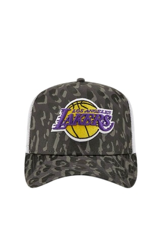 Casquette Trucker Los Angeles Lakers Leopard Print A-Frame - Noir et gris