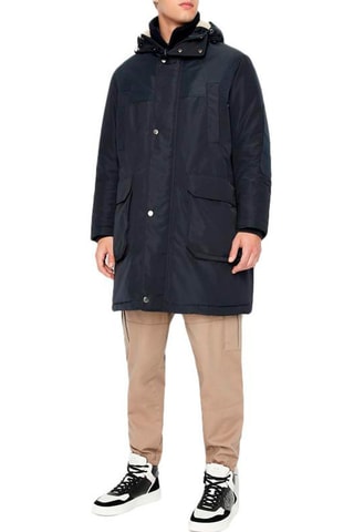 Manteau long à capuche - Bleu marine