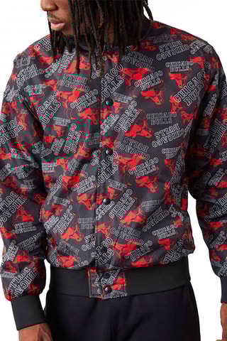 Bomber Logo Print Chicago Bulls - Noir et rouge