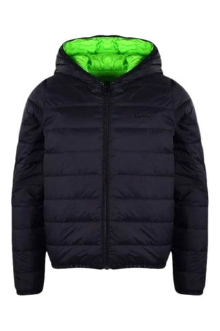 Doudoune réversible à capuche - Noir et vert fluo