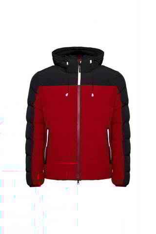 Doudoune à capuche - Rouge et noir