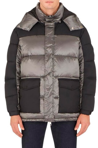 Doudoune à capuche - Gris et noir