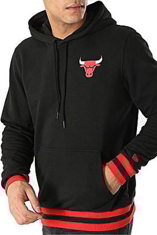 Sweat à capuche NBA Stripe Rib Chicago Bulls - Noir et rouge