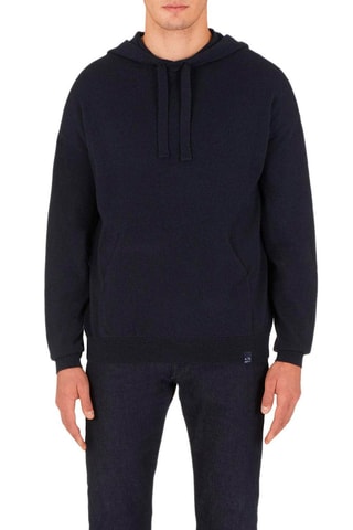 Sweat à capuche en laine - Bleu marine