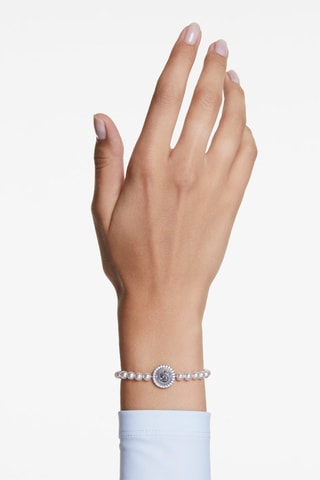 Bracelet orné de cristaux Swarovski Swan - Argenté et blanc