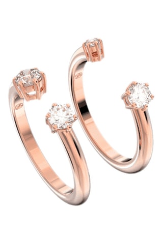 2 bagues réglables ornées de cristaux Swarovski Constella - Plaqué or rose